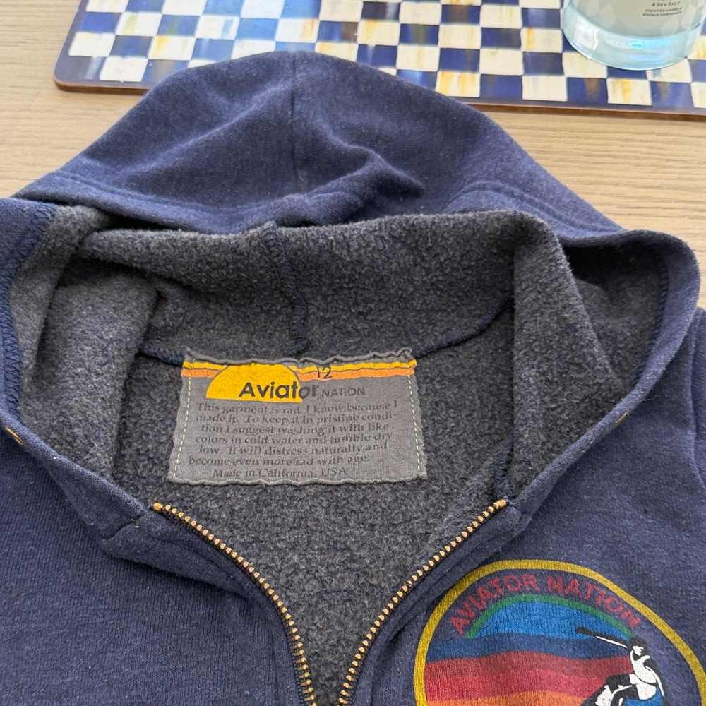 KID'S (sz12) AVIATOR NATION HAMPTONS ZIP HOODIE - NAVY - Picture 7 of 11